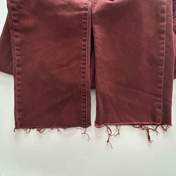 Joe's women's red burgundy straight mid rise  ankle raw hem jeans size 40 - Picture 4 of 7